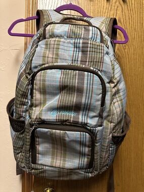 Dakine Blue and Green Plaid Backpack